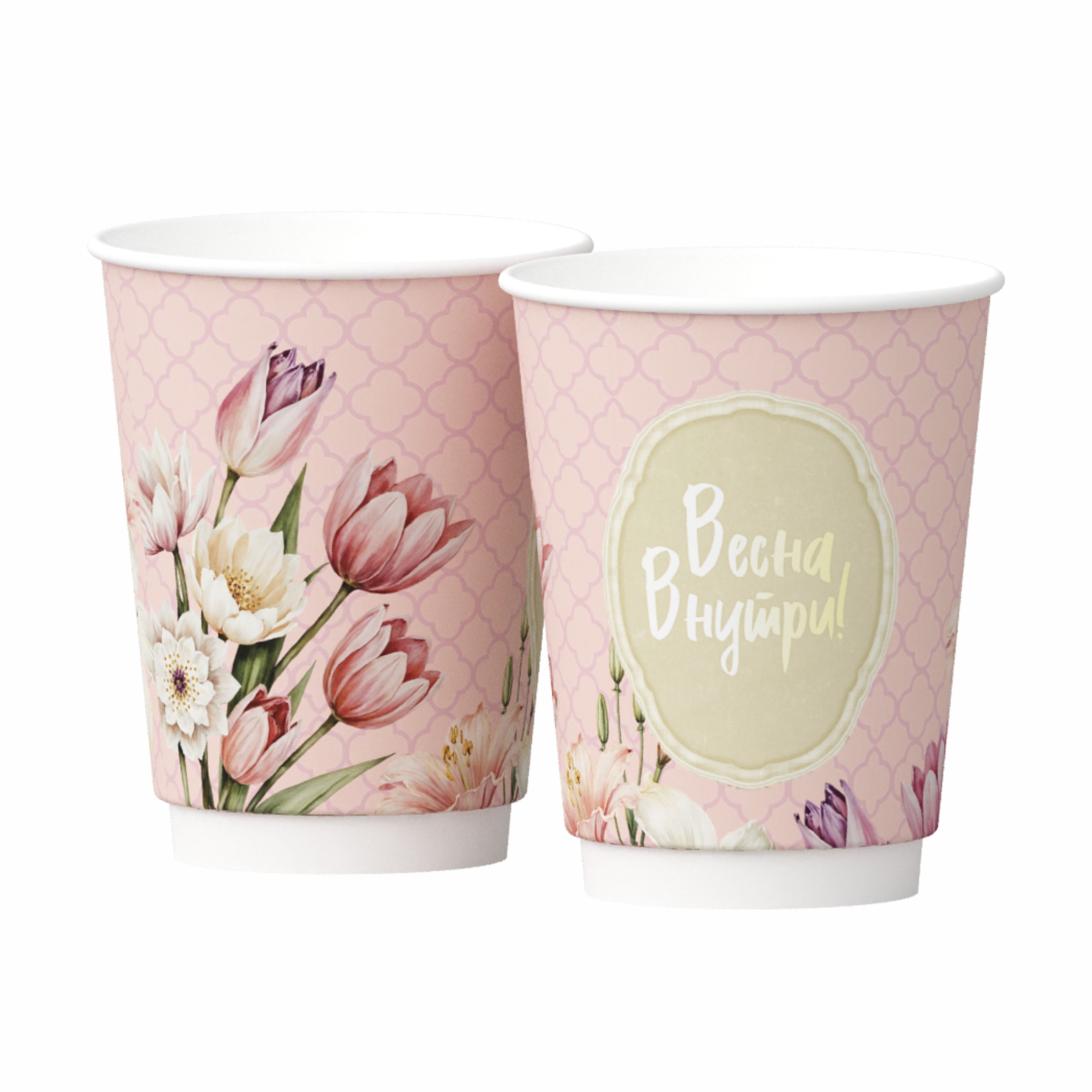 Двухслойный стаĸан бумажный Весна внутри 350мл