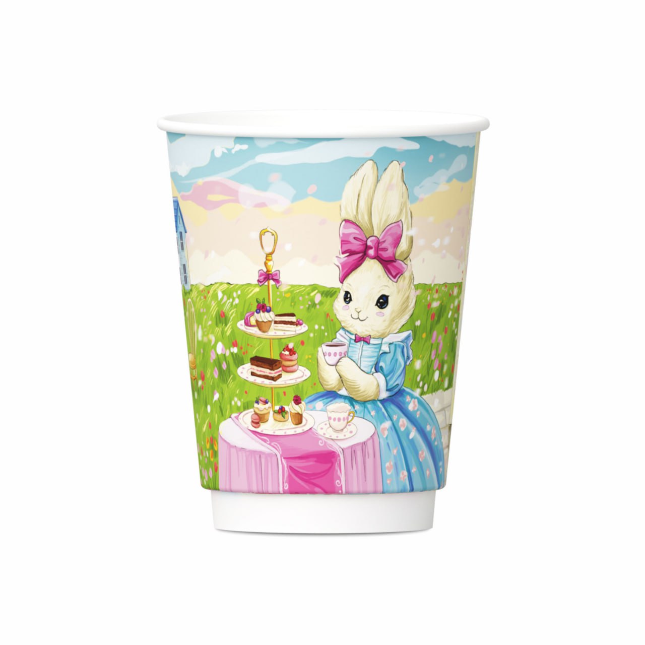 Двухслойный стаĸан бумажный Весенняя коллекция Зайка 350мл Soft touch