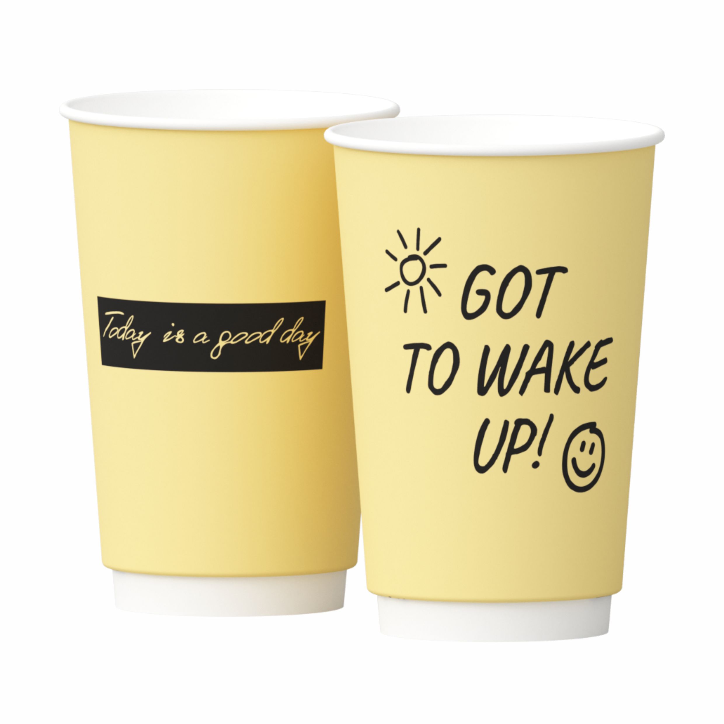 Двухслойный стаĸан бумажный Маркеры жёлтый 450мл