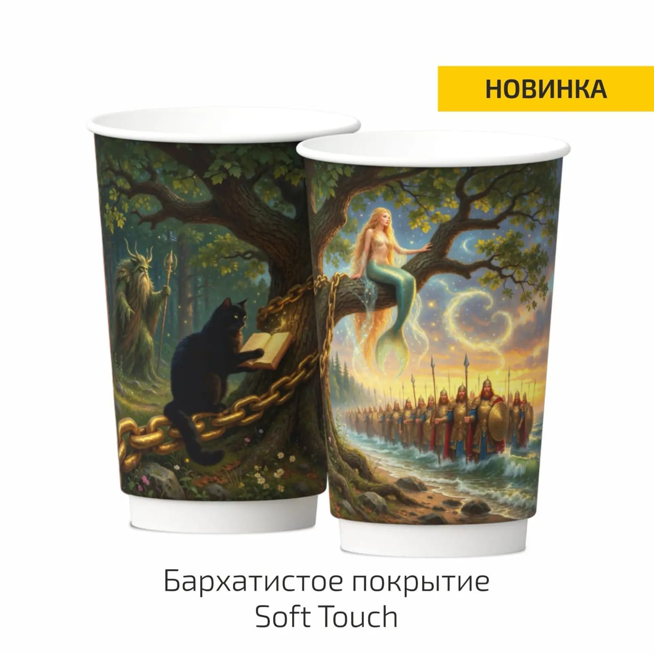 Стакан бумажный двухслойный Русалка 450мл Soft touch