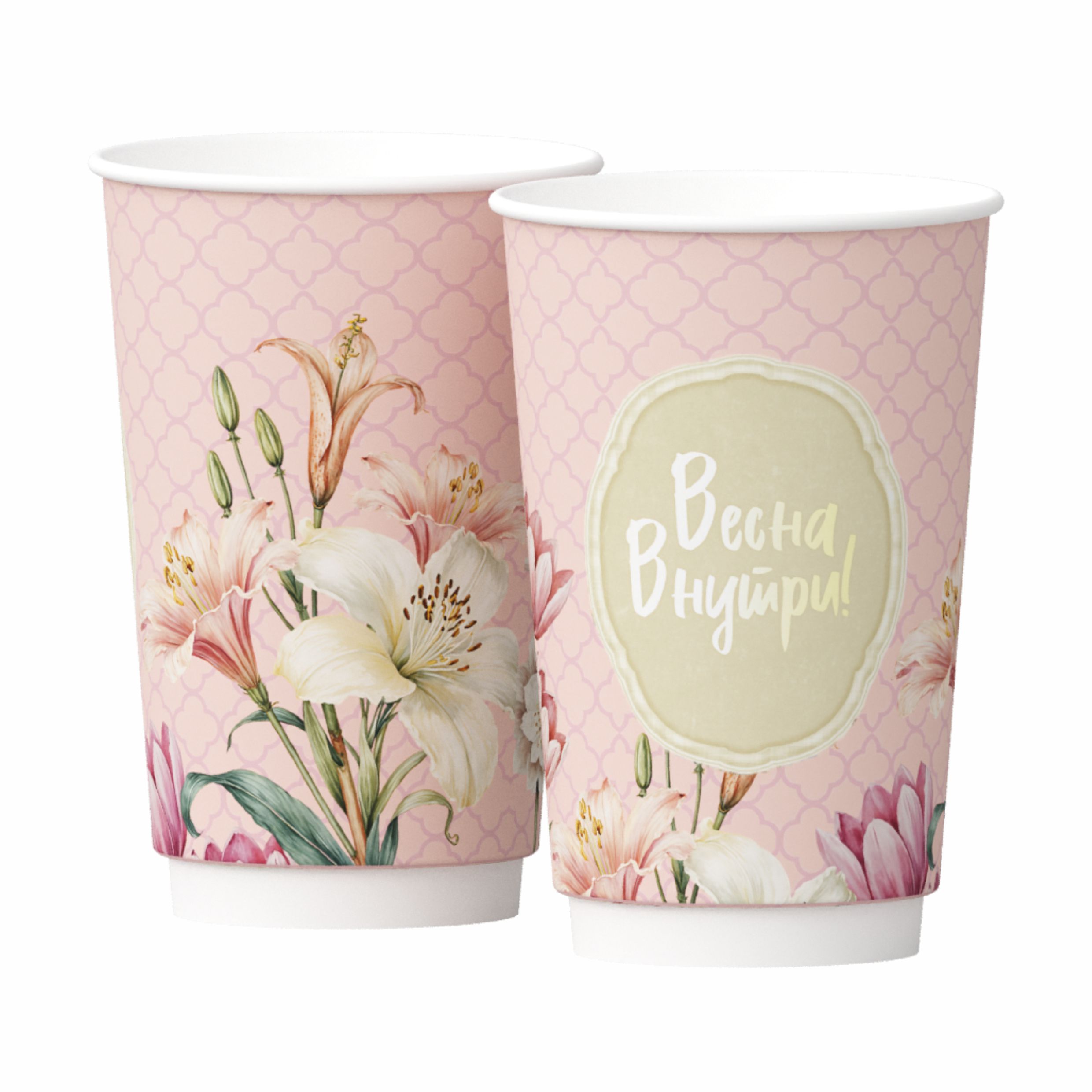 Двухслойный стаĸан бумажный Весна внутри  450мл