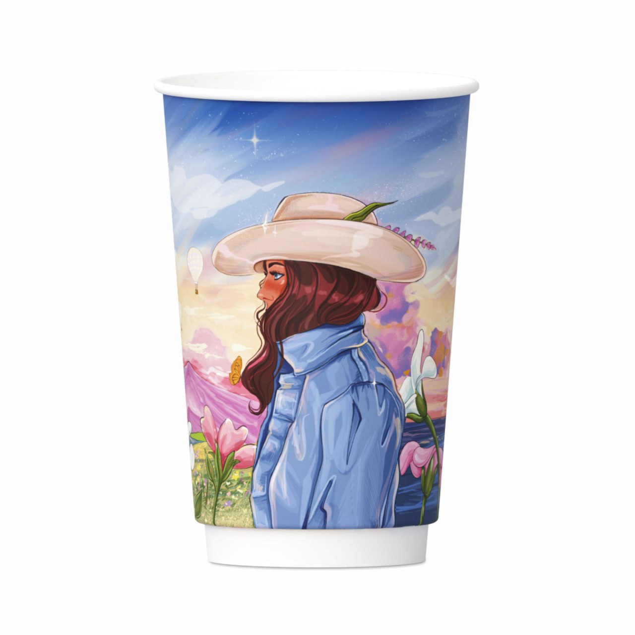 Двухслойный стаĸан бумажный Весенняя коллекция  450мл Soft touch