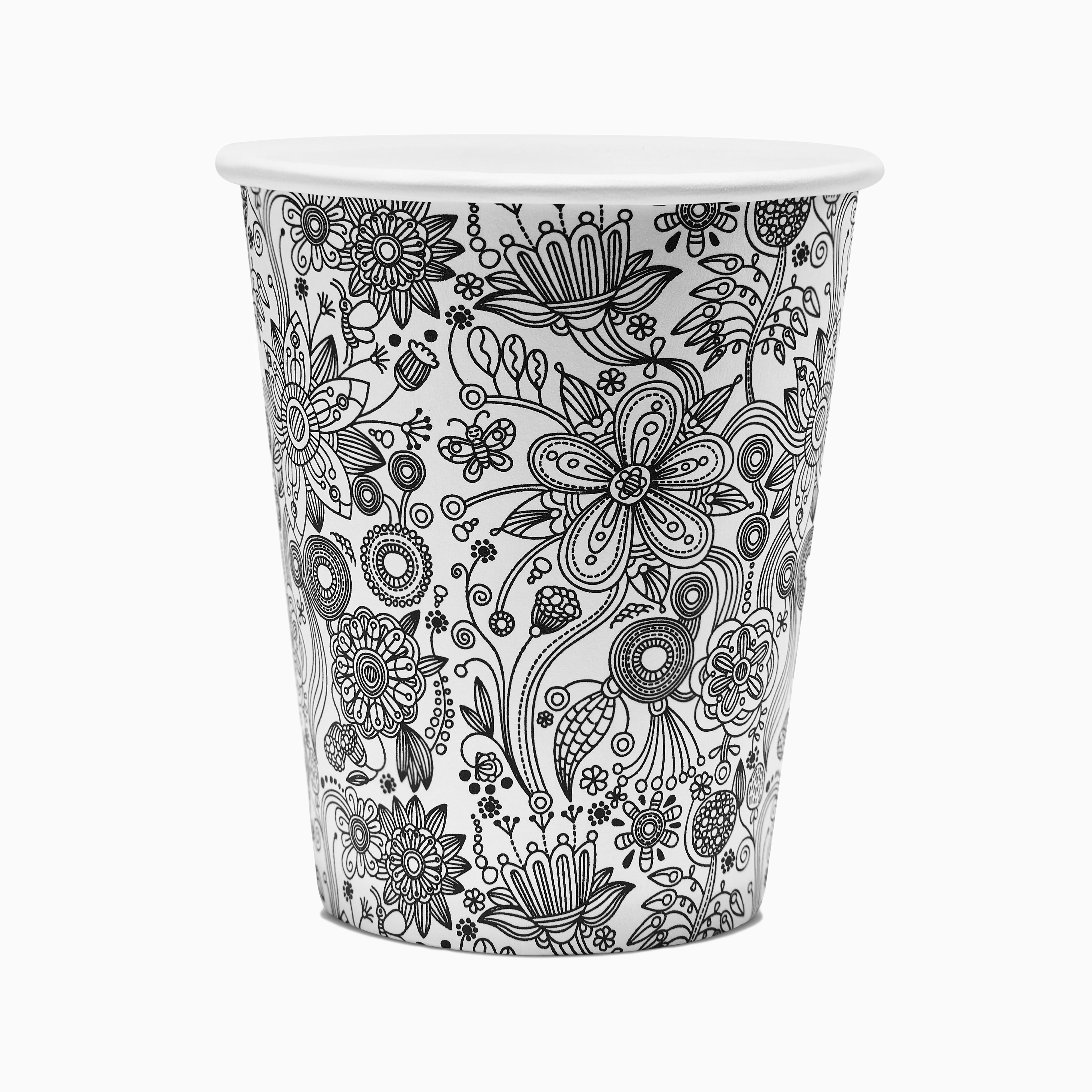 Стакан бумажный однослойный Узор ч\б 250мл