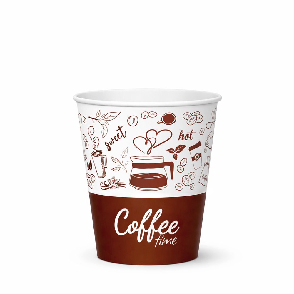 Стакан бумажный однослойный Coffee time 250мл
