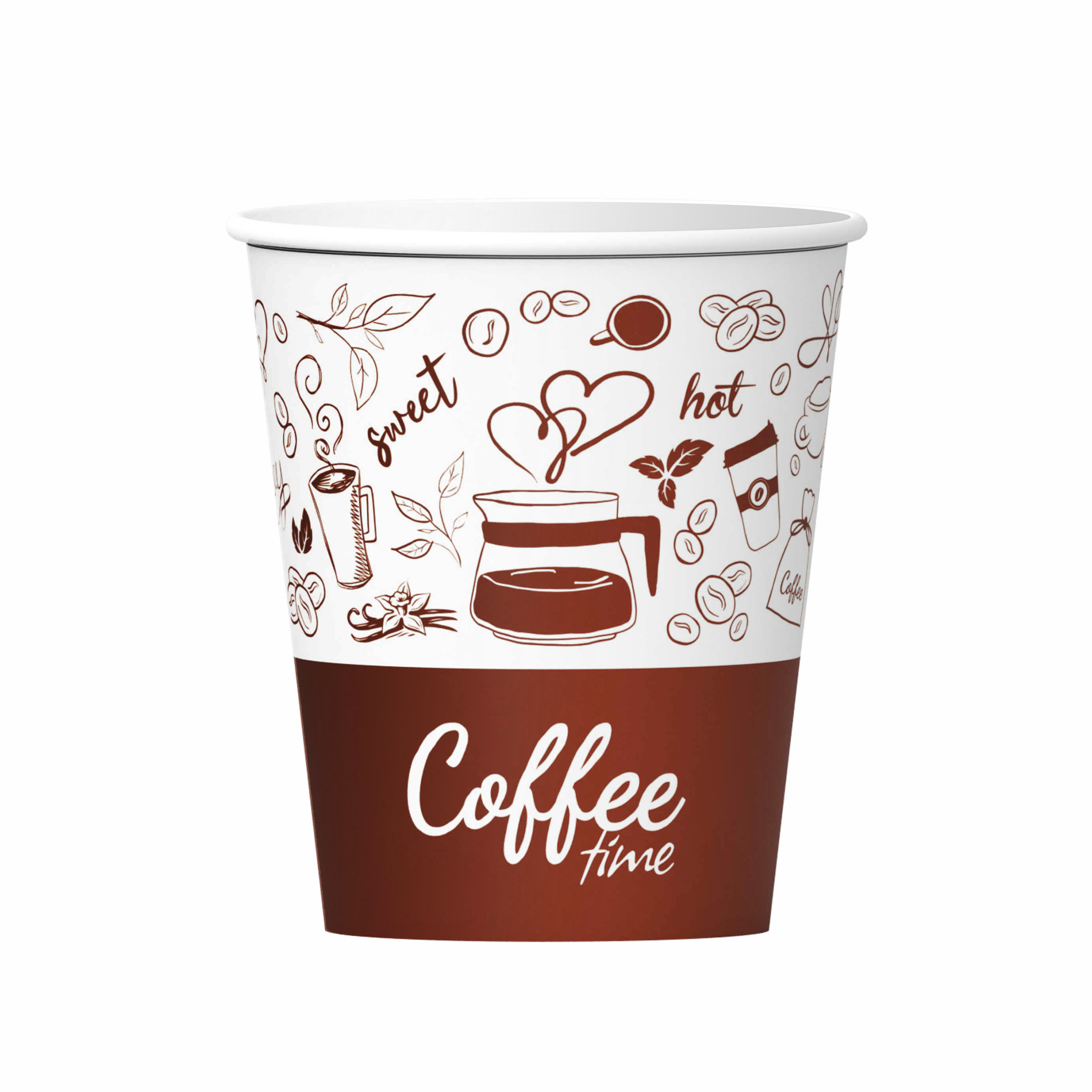 Стакан бумажный однослойный Coffee time 250 мл