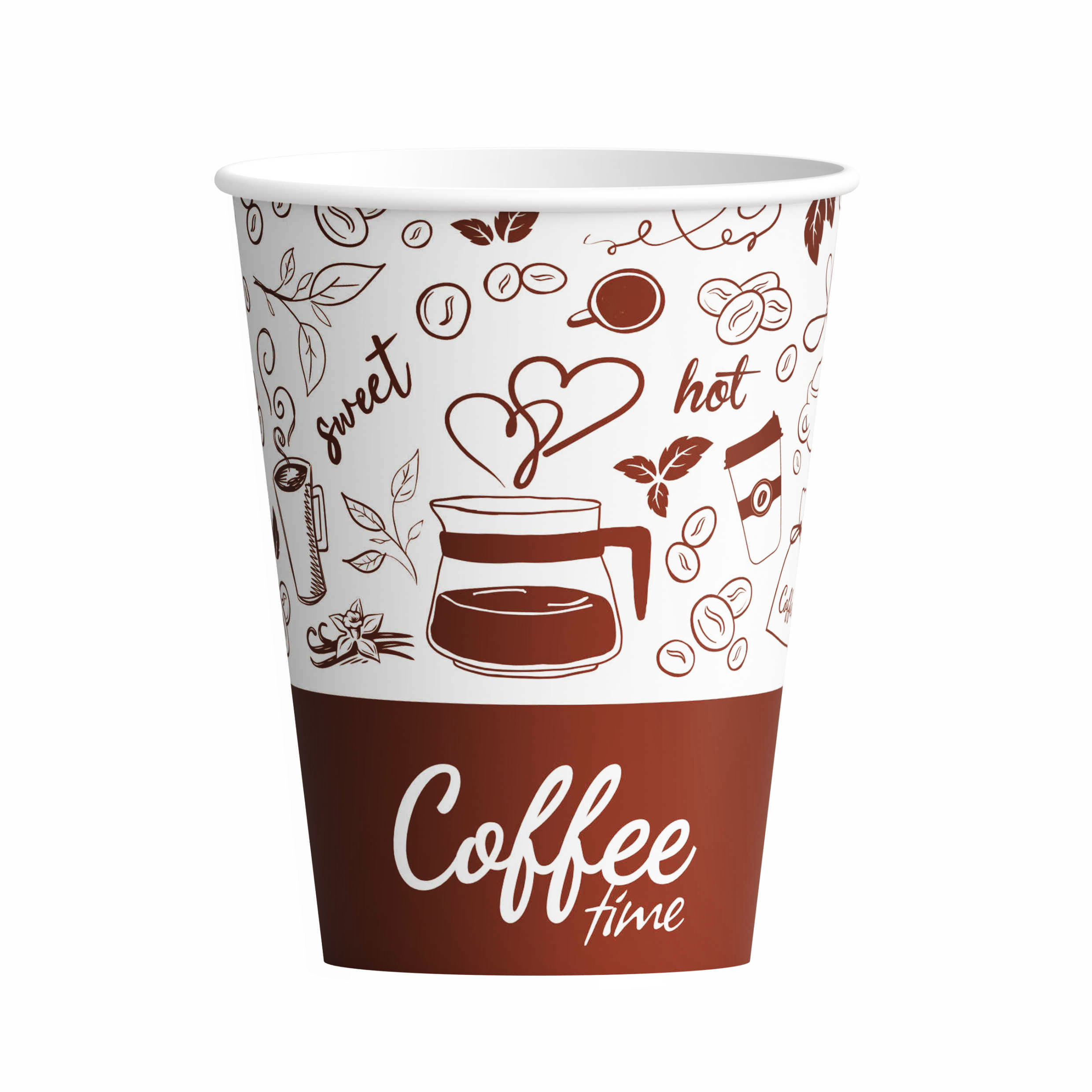 Стакан бумажный однослойный Coffee time 350 мл