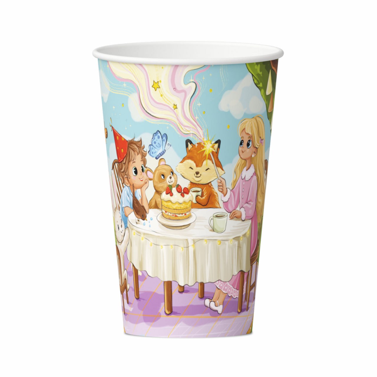 Стакан бумажный однослойный Детский праздник 450мл